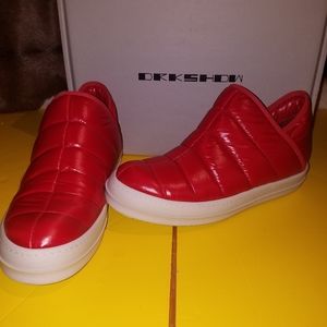 NWT. Rick Owens puffer quilted red down sneakers 41